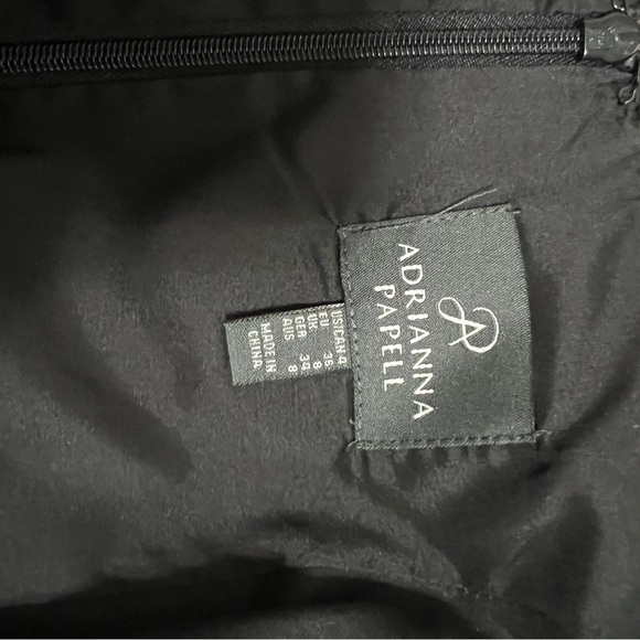 Adrianna Papell Dress, Black and Gold Illusion Dress with Cap Sleeves - Picture 3 of 3